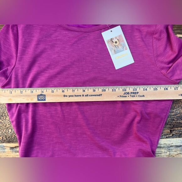 Long Sleeves Ruched Side Fuchsia - Picture 8 of 11